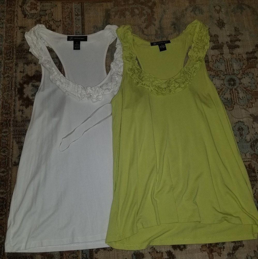 INC GREEN/WHITE FANCY TANKTOP